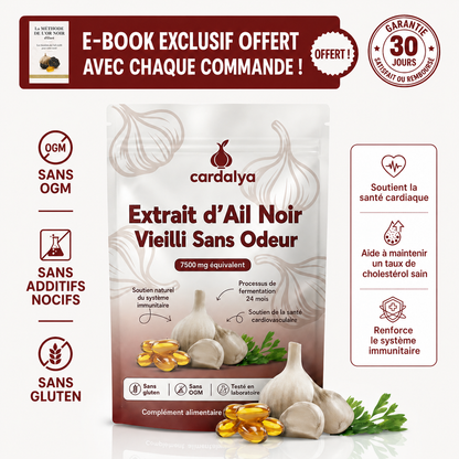 Extrait d'Ail Pur Fermenté 24 Mois — 7 500 mg · Sans Odeur