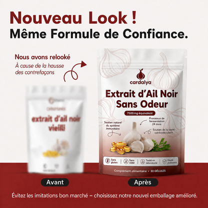 Extrait d'Ail Pur Fermenté 24 Mois — 7 500 mg · Sans Odeur
