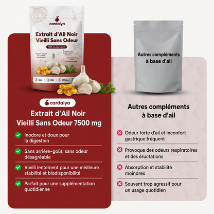 Extrait d'Ail Pur Fermenté 24 Mois — 7 500 mg · Sans Odeur