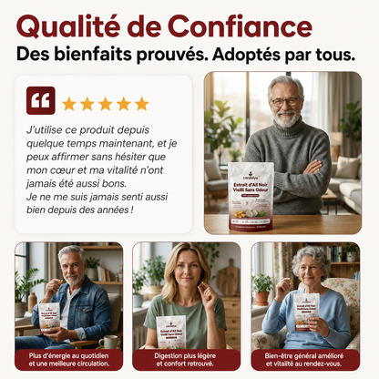 Extrait d'Ail Pur Fermenté 24 Mois — 7 500 mg · Sans Odeur