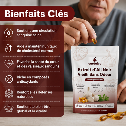 Extrait d'Ail Pur Fermenté 24 Mois — 7 500 mg · Sans Odeur