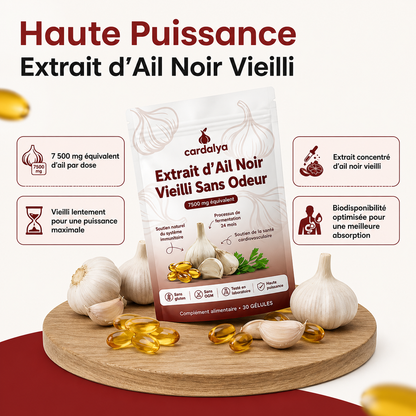 Extrait d'Ail Pur Fermenté 24 Mois — 7 500 mg · Sans Odeur